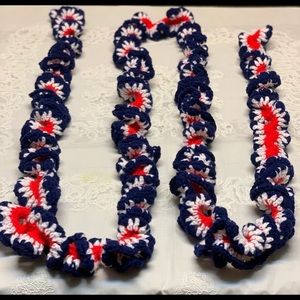 Garland Spiral Ruffle Red White Blue Patriotic New Handmade Crochet 150" Long